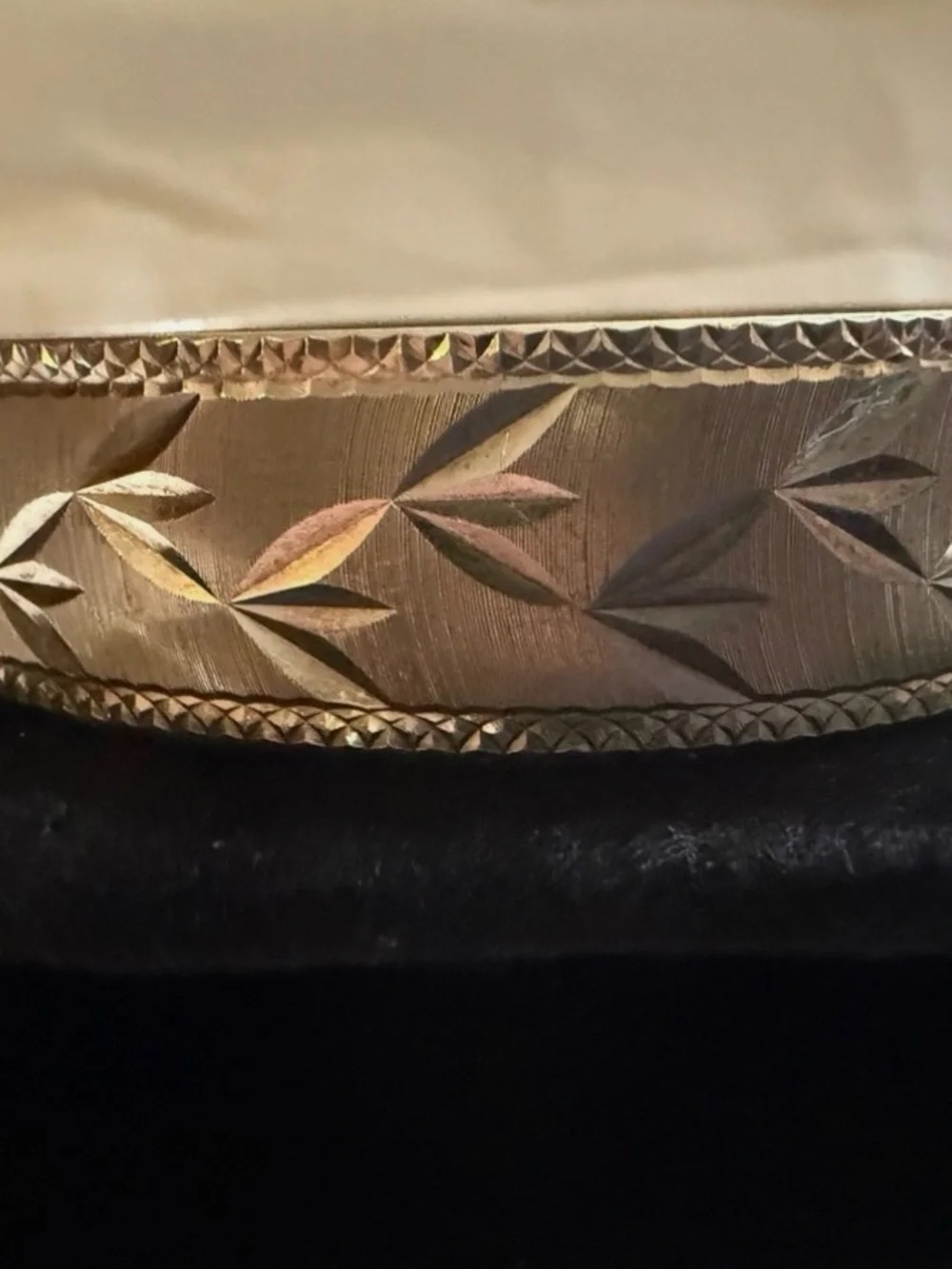Sterling Silver-CFM Smiths Engraved Bangle Bracelet -Elegant Floral Leaf Pattern